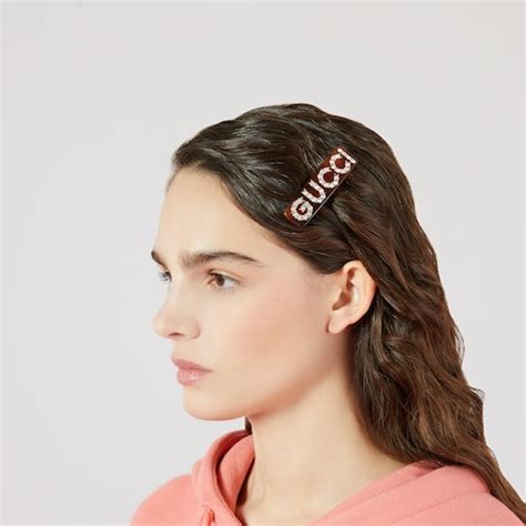 gucci barrett|gucci crystal logo single hair clip.